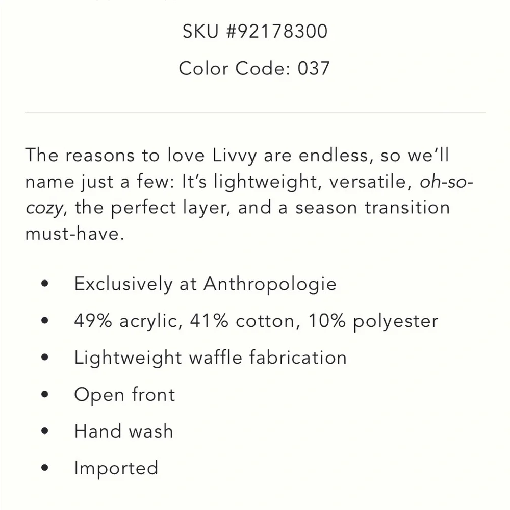 Women’s Waffle Knit Light Gray Cardigan (Anthropologie) - Picture 4 of 6